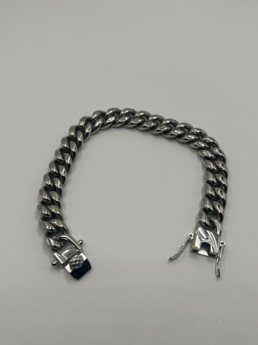 Classic Cuban Link Bracelet Silver 10mm 7.5in Solid Waterproof Mens Durable